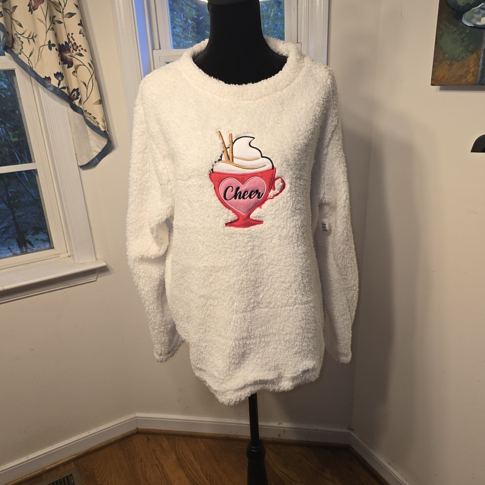 Holiday Time Womens Sweatshirt Pajama Top Cheer Sherpa Size XL 16-18 NWT